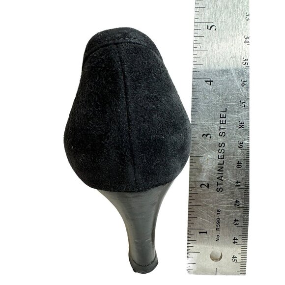 GUCCI Pump Kitten Heels Suede Leather US 6 EU 36.5 Black Pointed Toe Bow Logo - Picture 14 of 15